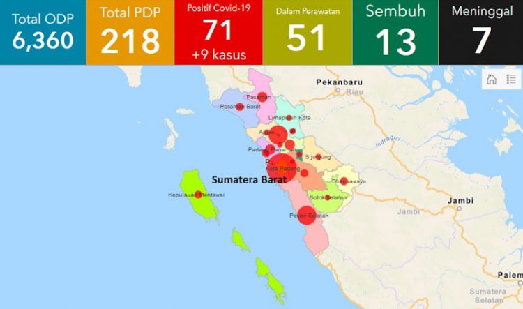 Kab. Solok dan 11 Daerah Lainnya Masuk Peta Sebaran Covid-19 Sumbar 2 kab