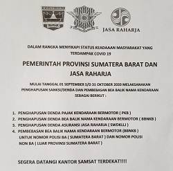 Pemprov Sumbar Hapuskan Denda dan Bea Balik Nama Kendaraan 2 denda